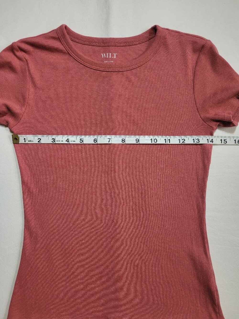 WILT Ribbed Knit Short Sleeve Baby Tee T Shirt Top Crew Neck XS Minimalist - Picture 5 of 7